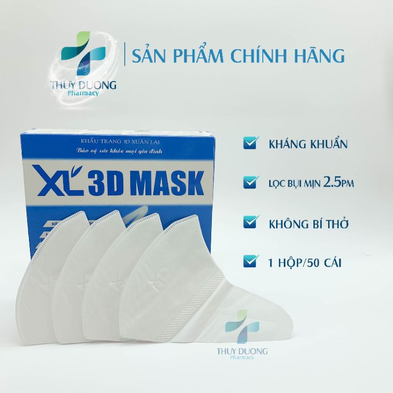 Khẩu trang 3D Xuân Lai công nghệ Nhật bản hộp 50 chiếc