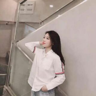 Áo sơ mi sọc viền vải kate Lụa