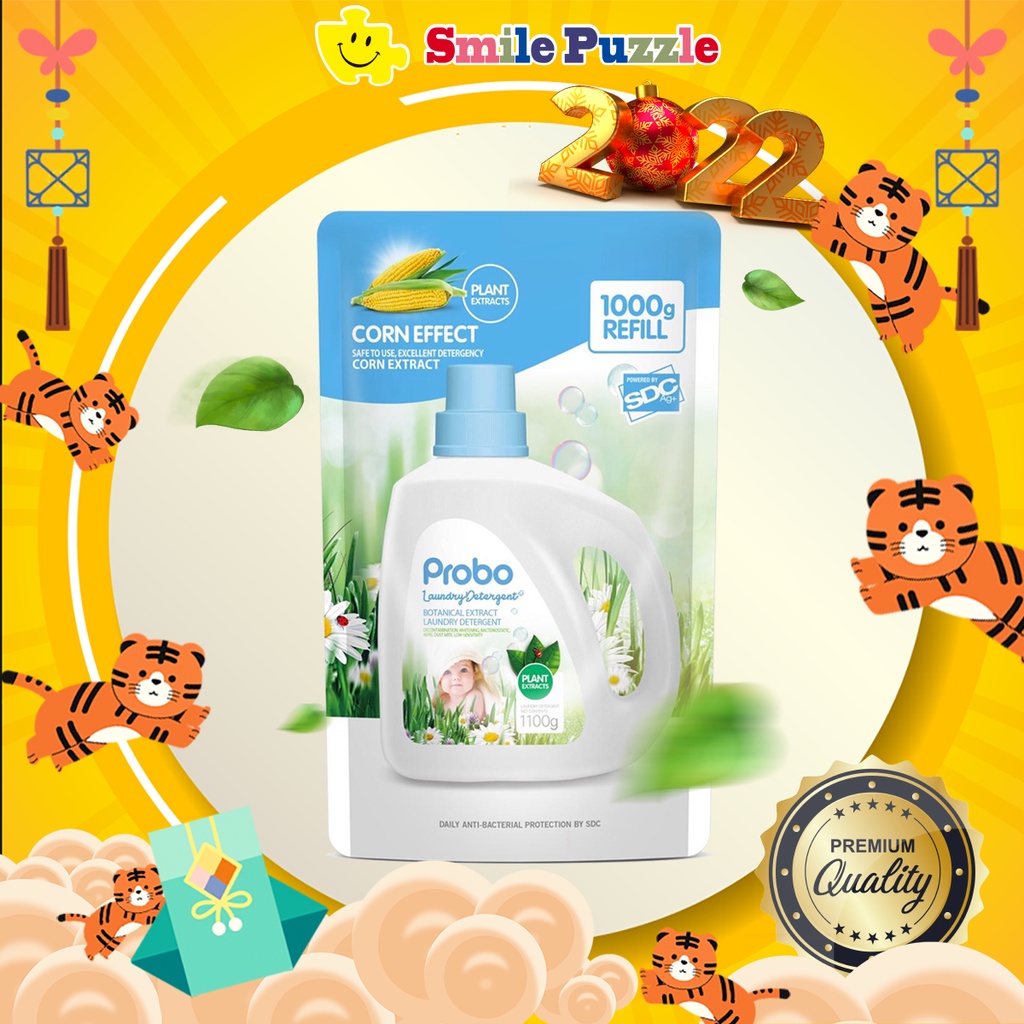 Nước giặt xả trẻ em KHÁNG KHUẨN chiết xuất thực vật PROBO dạng túi 1000g AN TOÀN CHO TRẺ SƠ SINH