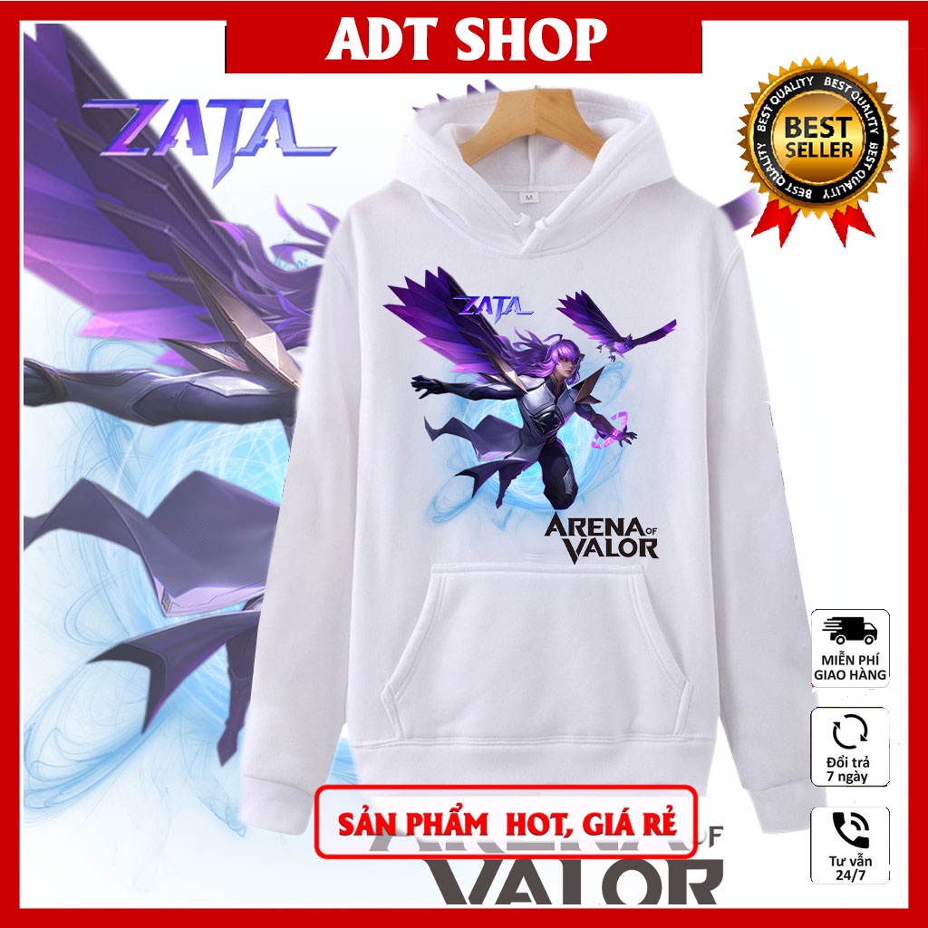 Áo Hoodie Trắng In hình liên quân mobi Nakroth thứ nguyên vệ thần - Flo tinh hệ độc đẹp giá rẻ