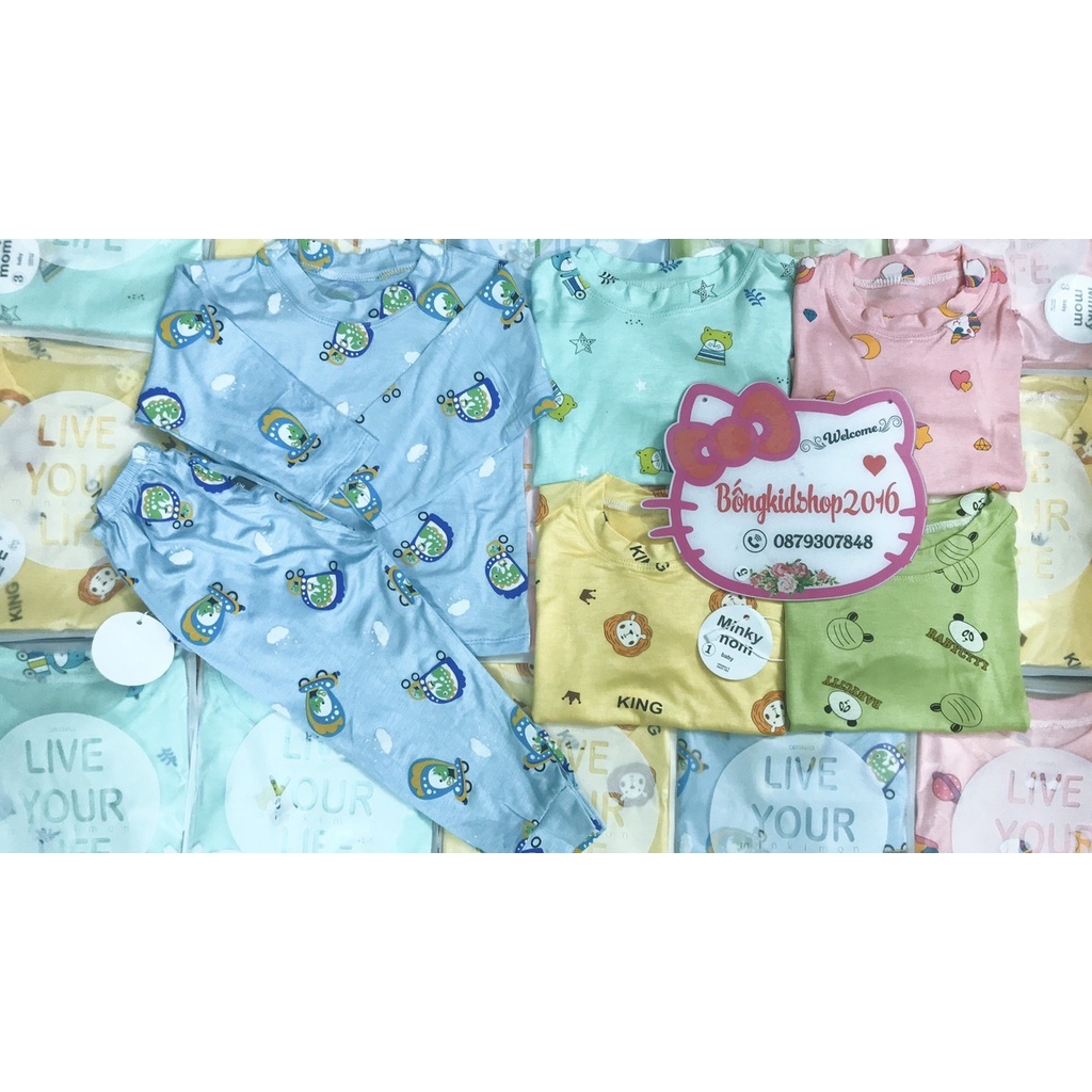 ( sale lẻ size ) Bộ dài tay thun lạnh Minky Mom cho bé trai và gái.