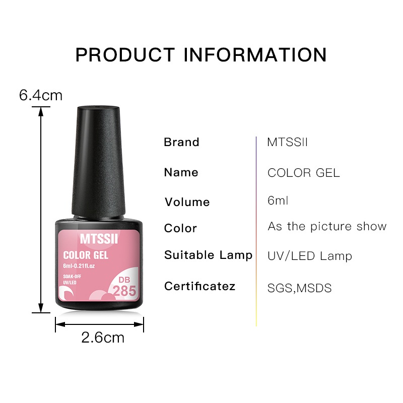 Sơn Móng Tay Gel MTSSII UV LED Bán Vĩnh Viễn Màu Nhám Nghệ Thuật 6ml