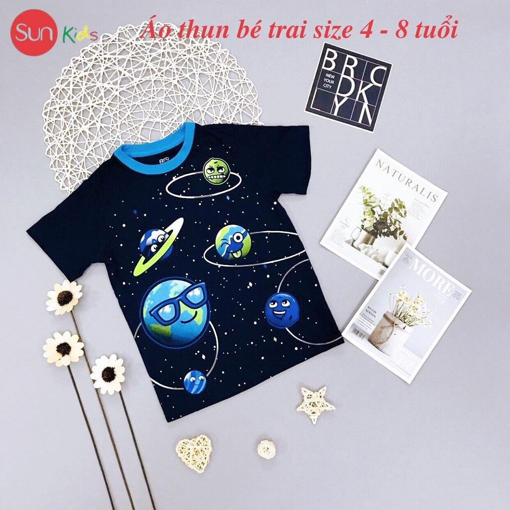 Áo thun bé trai, áo phông cho bé trai chất cotton nhiều màu, size 4-8 tuổi - SUNKIDS