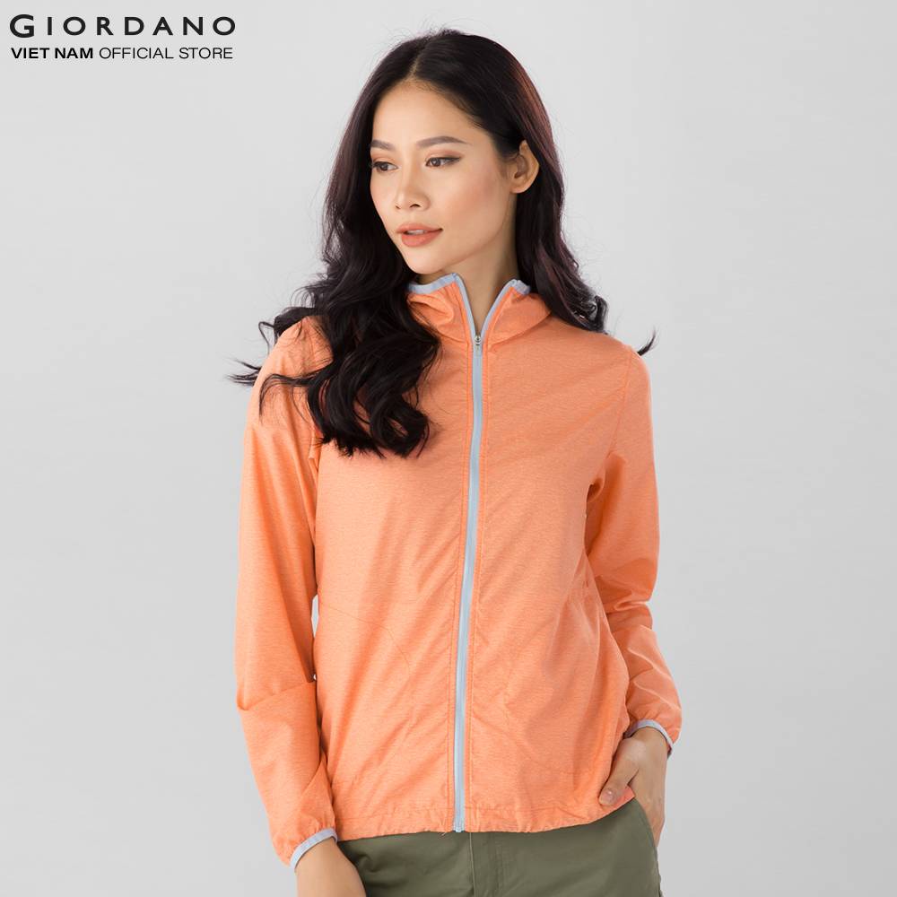 Áo Khoác Gió Nữ Giordano Windbreaker Màu Cam 0537600740