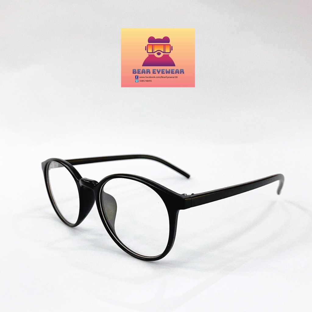 (GIẢM NGAY 50K MÃ BEARUDT6) Gọng kính tròn  nam nữ BEAR EYEWEAR mắt kính tròn gọng kính nhựa dẻo màu đen basic G035 | BigBuy360 - bigbuy360.vn