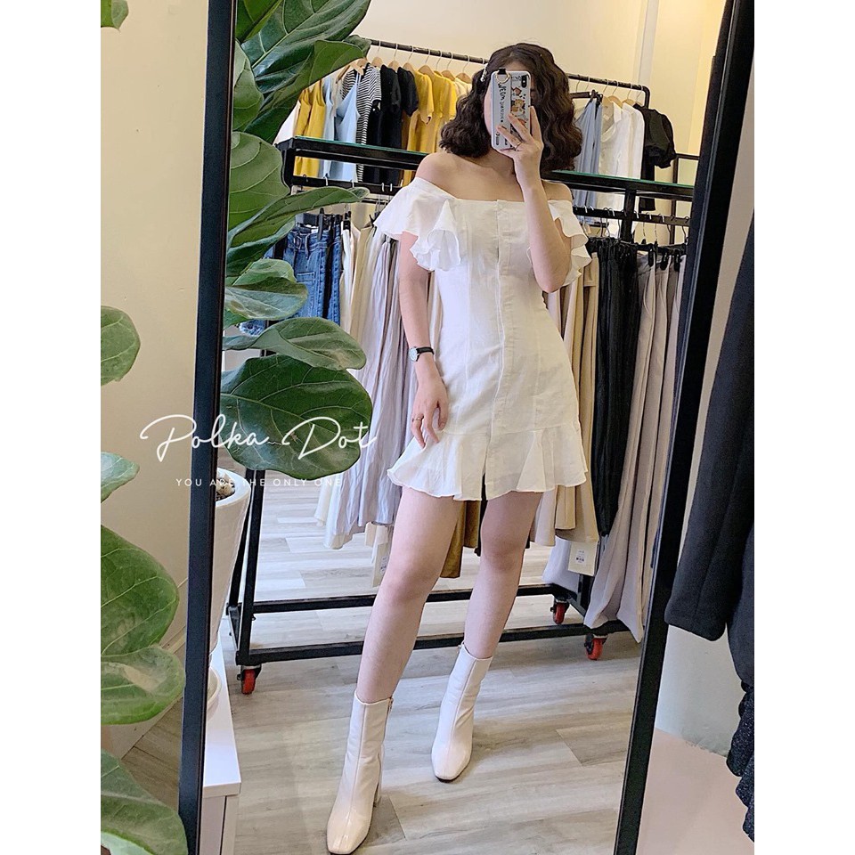 [VIDEO+HÌNH THẬT] Đầm Trễ Vai Tay Bèo Mẫu Mới Cực Đẹp ( Trắng ) | BigBuy360 - bigbuy360.vn