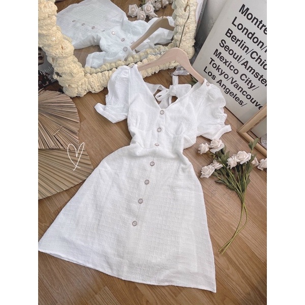 ĐẦM BỐ TRẮNG NƠ LƯNG HÀNG NÚT CỔ V