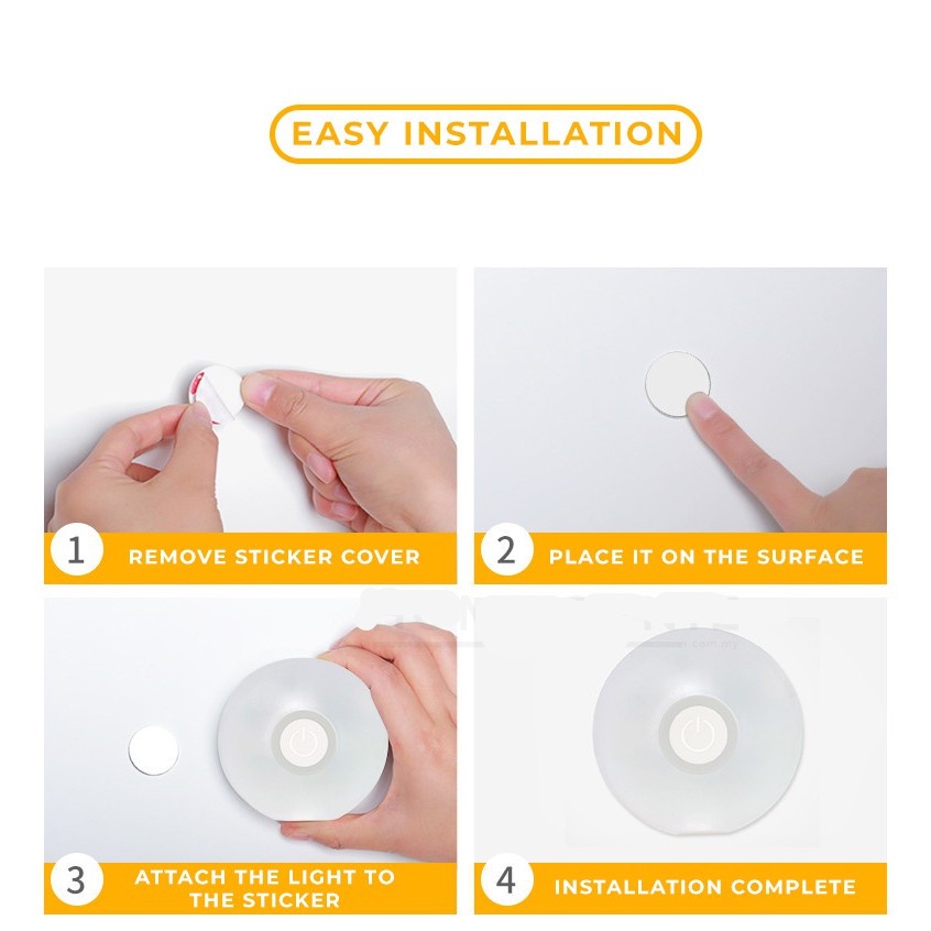 Đèn Ngủ Dán Tường Sạc Usb Không Dây Tiện Dụng Cho Gia Đình