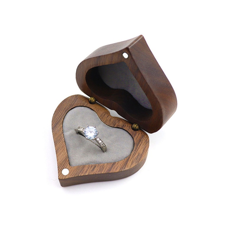 Hộp Đựng Nhẫn Cưới Bằng Gỗ Có Nắp Nam Châm