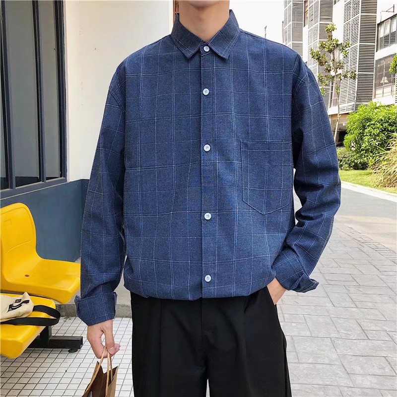 Áo Sơ Mi Nam Dài Tay Dáng Rộng Phong Cách Nhật Bản Thời Trang Xuân Hè 3 Màu Tùy Chọn M-3XL