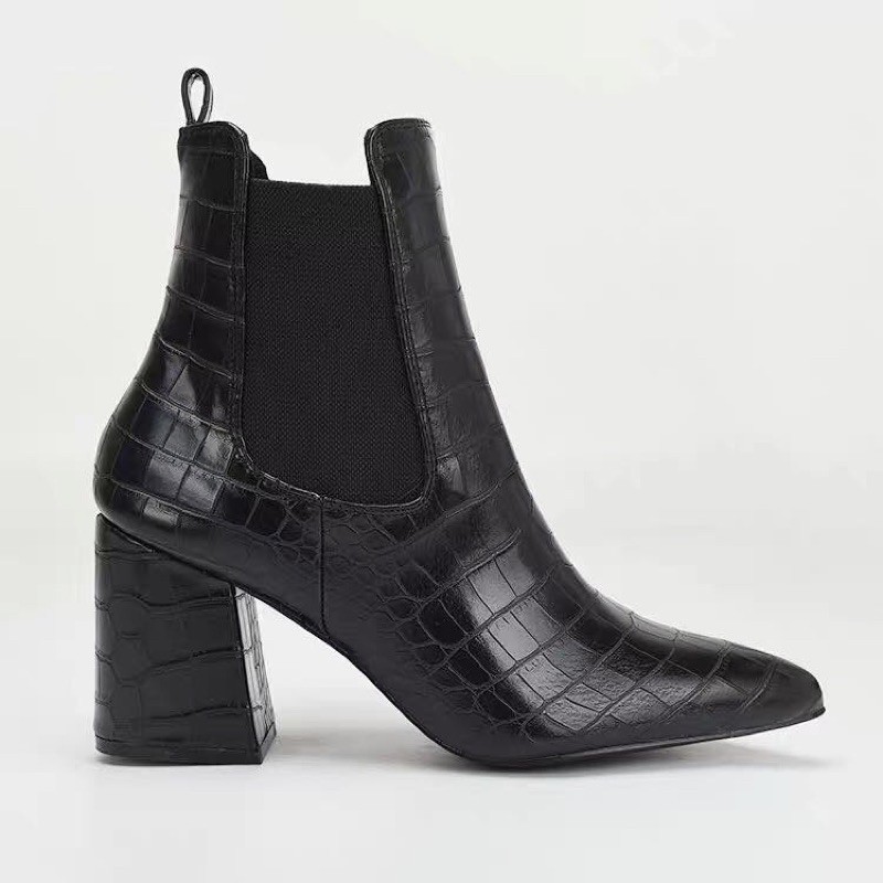 Boots mũi nhọn cổ chun da rắn