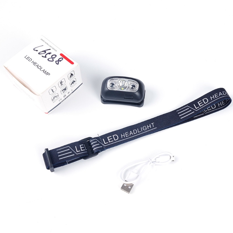 1 Bộ Đèn Pha LED Cảm Biến Ánh Sáng / Sóng Sansor Chống Nước Có Cổng Sạc USB Cho Chạy Bộ Câu Cá Ban Đêm