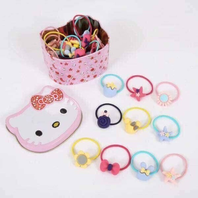 Sỉ hộp 40 chun buộc tóc loại đẹp cho bé yêu