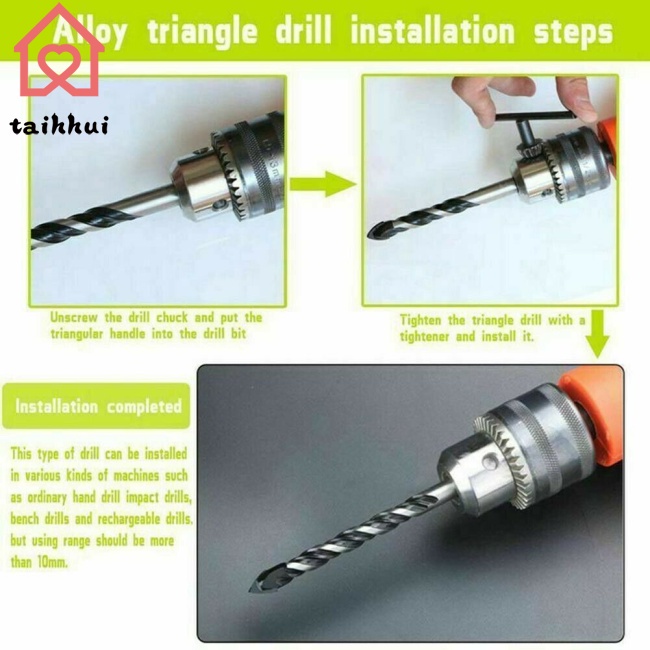 Mũi Máy khoan đa năng Bit hợp kim Tam giác Gạch bê tông Thủy tinh - Bán lẻ đủ kích thước