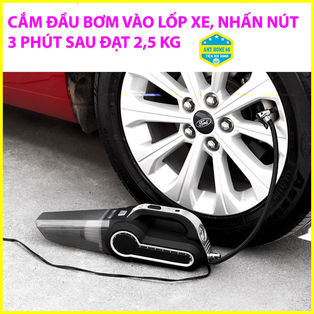 Máy hút bụi cầm tay - Máy hút bụi Ô Tô 4 trong 1 kèm van bơm hơi cao cấp công suất lớn