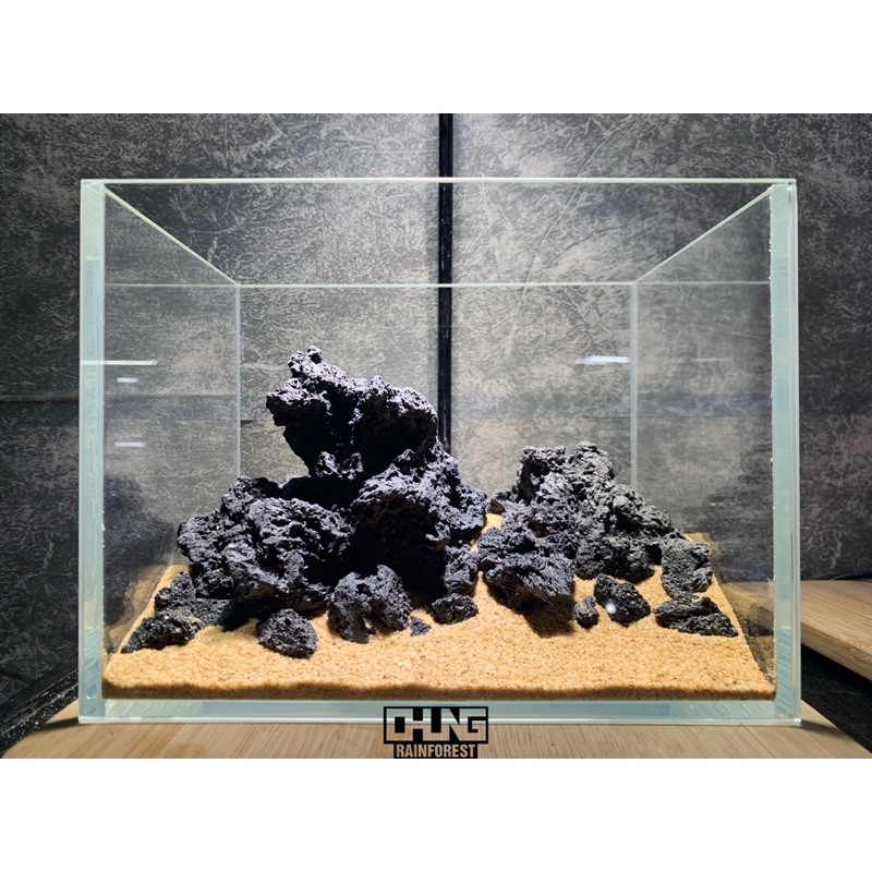 (500g) Đá đen Gia Lai size trung dùng trong bể Terrarium, bán cạn, thủy sinh