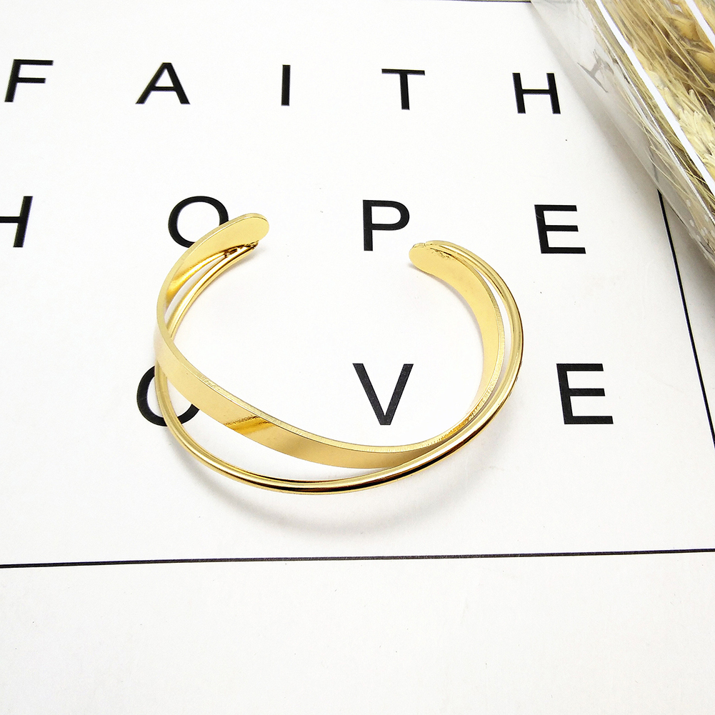 1 Vòng Tay Kim Loại Hai Lớp Thiết Kế Đơn Giản Cho Phái Nữ