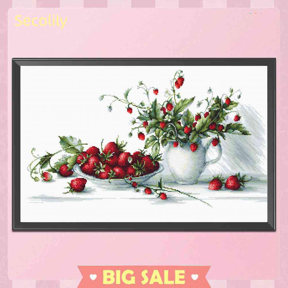 Bộ Dụng Cụ Thêu Tranh Chữ Thập 11CT Hình Trái Dâu DIY