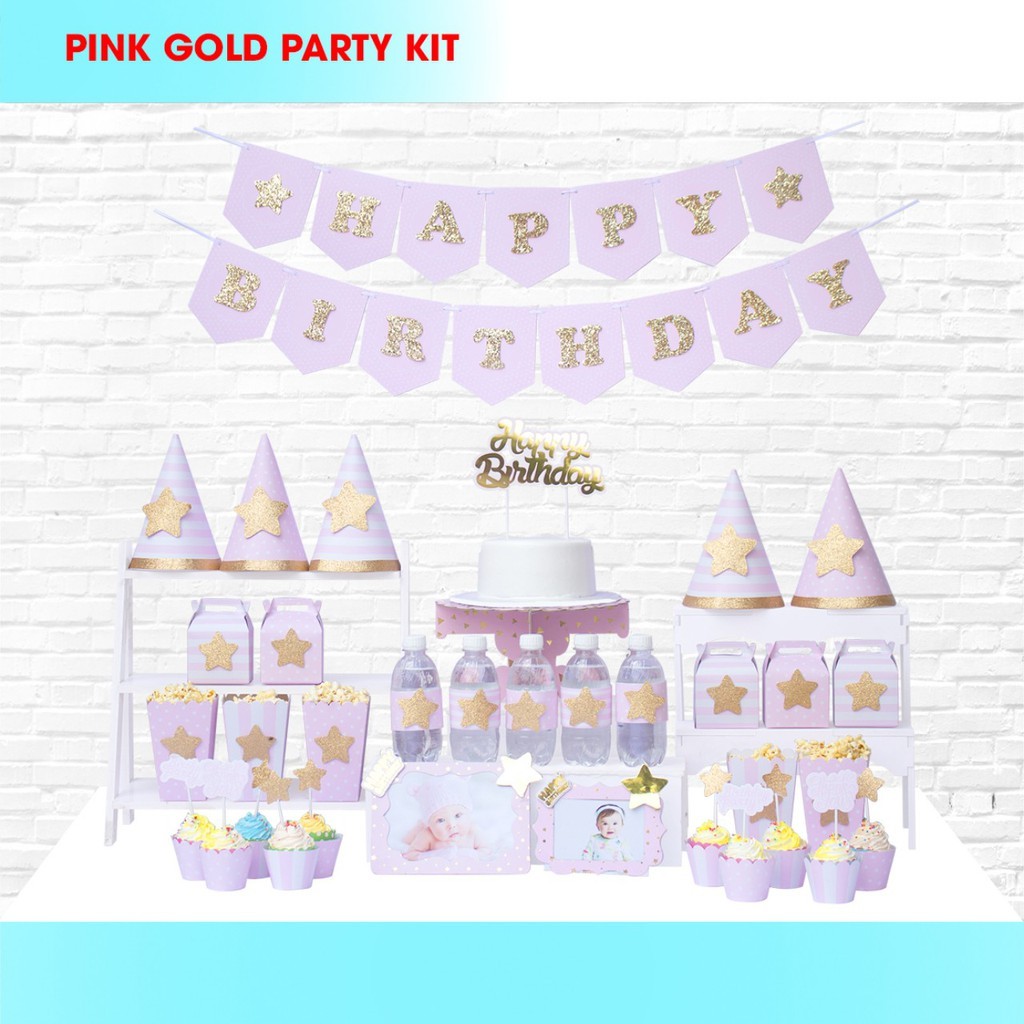 Bộ Trang Trí Bàn Tiệc Sinh Nhật Kim Tuyến