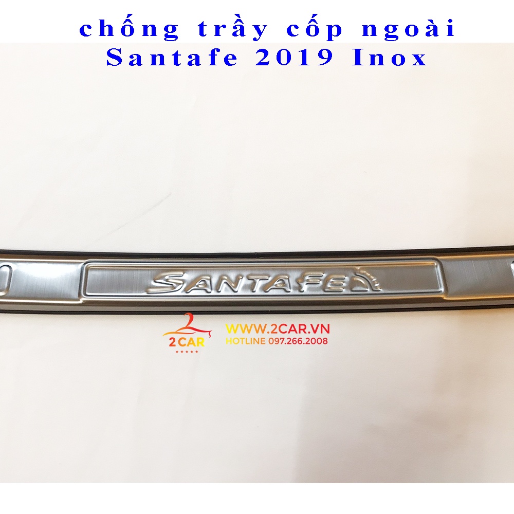 CHỐNG TRẦY CỐP TRONG,  NGOÀI XE SANTAFE 2019 2020 2021 mẫu inox