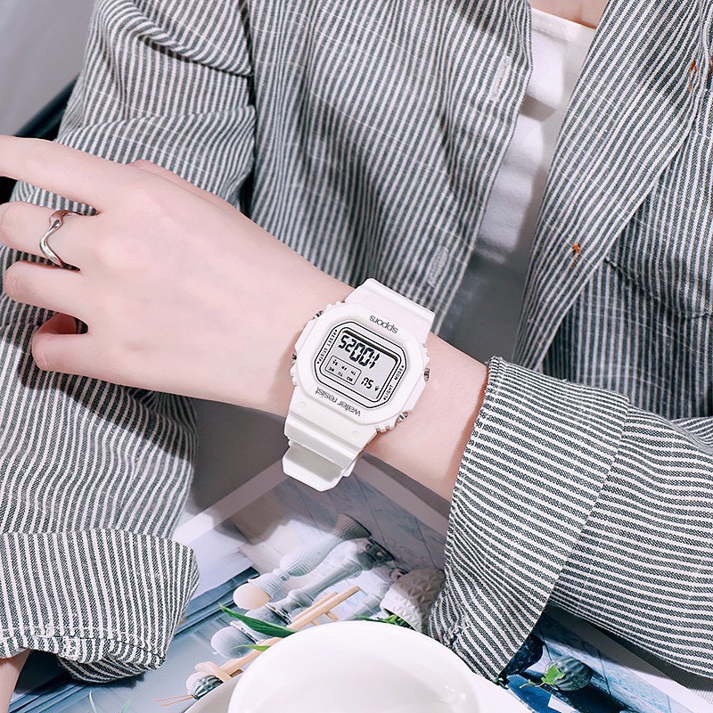 Đồng Hồ Thể Thao Unisex Sppors Điện Tử Mặt Chữ Nhật Thời Trang Nam Nữ Siêu Đẹp - Hazo