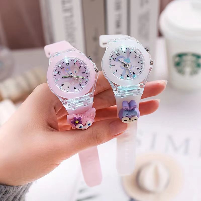 Đồng Hồ Đeo Tay Điện Tử Dây Silicon Phát Quang Hình Kuromi Melody Hoạt Hình Dễ Thương Cho Bé Gái