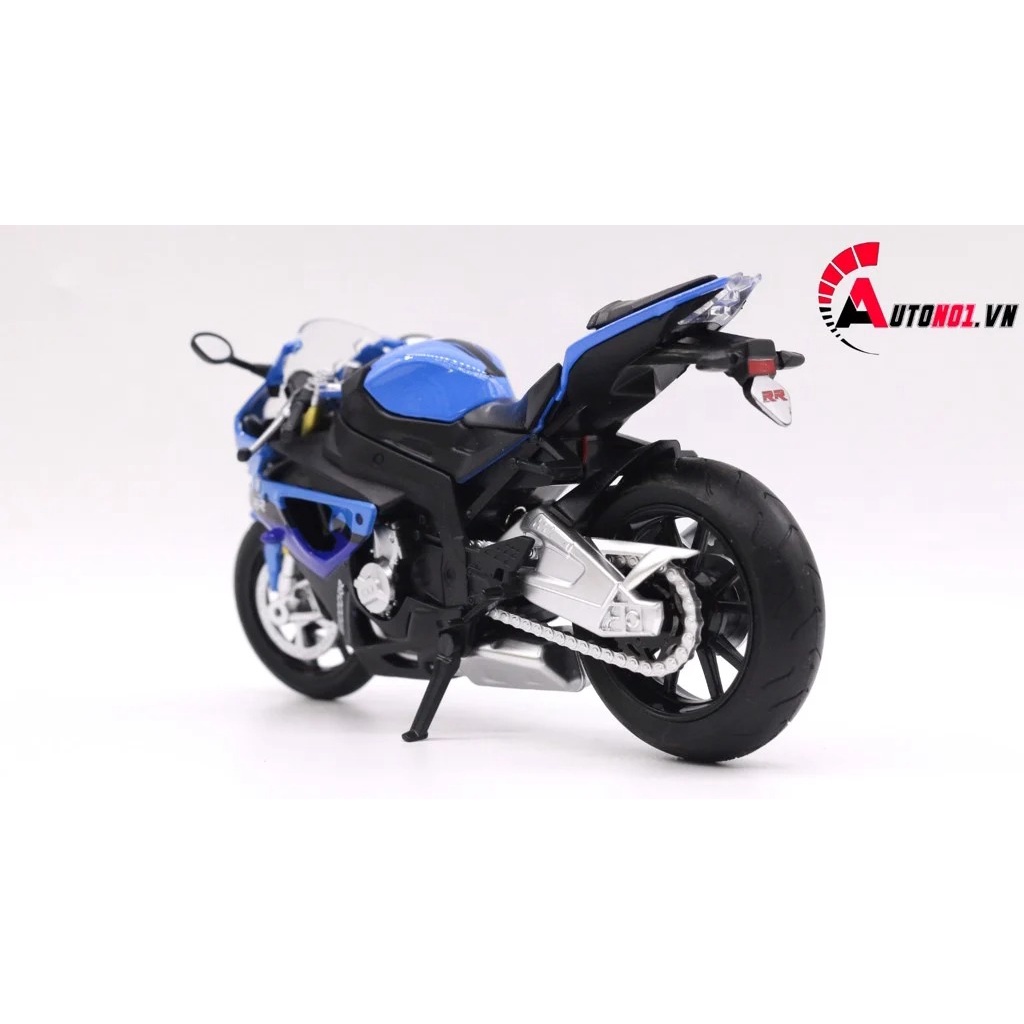 MÔ HÌNH BMW S1000RR XANH DƯƠNG ĐEN CÓ MŨ BẢO HIỂM 1:12 CAIPO 4852