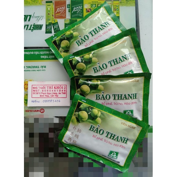 Viên ngậm Bảo Thanh có đường ( màu xanh) và không đường( màu vàng)- gói 5 viên