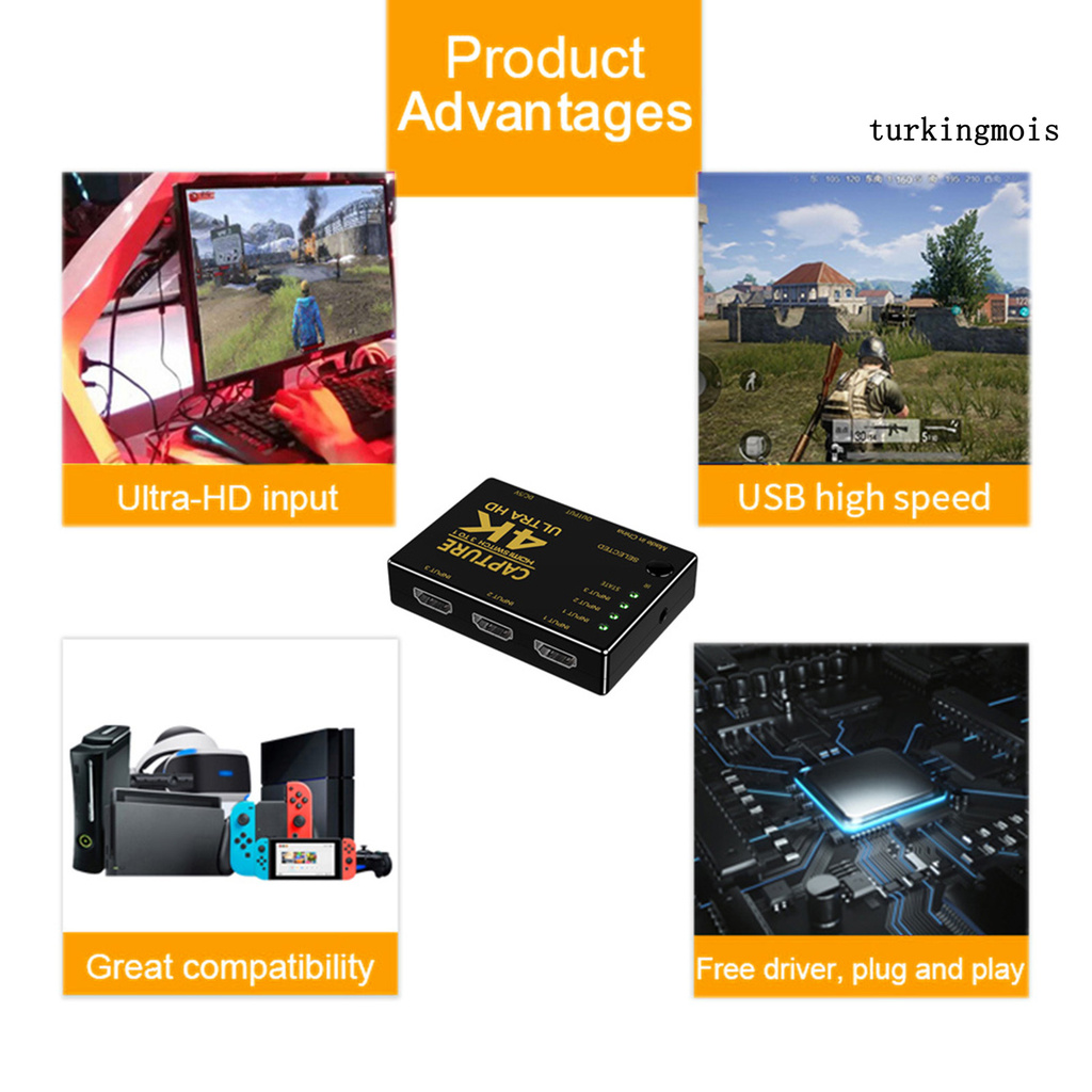 TSP_HDMI-compatible to USB 2.0 Video Capture Card 1080p HD Recorder Game Video Broadcast Tool