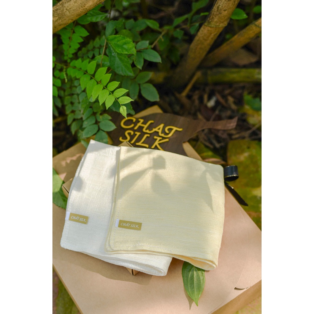 Khăn Mặt tơ tằm 2 lớp CỔ CHẤT SILK kích thước 30x45 làm sạch da dành cho da nhạy cảm và trẻ nhỏ 100% tự nhiên