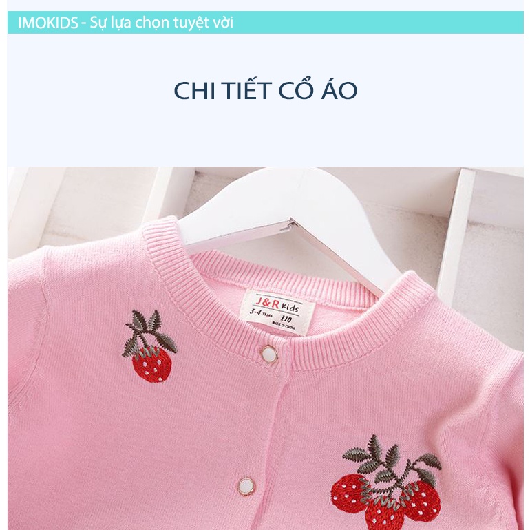 Áo len bé gái 10-25kg áo khoác cho bé Quảng Châu chất len đẹp mẫu quả dâu dễ thương len cardigan trẻ em mùa thu đông