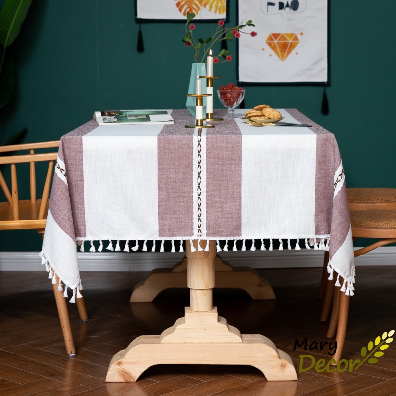 Khăn trải bàn cao cấp Mary Decor chất liệu cotton thêu - KBCC19