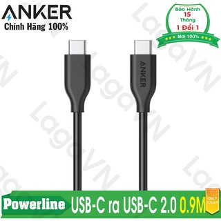 [Freeship toàn quốc từ 50k] Cáp sạc Type C ANKER Powerline USB-C ra USB-C 2.0 dài 0.9m (Đen)