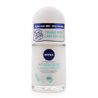 Lăn ngăn mùi trắng mịn làm dịu da Nivea Whitening Happy Shave 48h Anti-Perspirant Roll-On 50ml (Nhập khẩu)