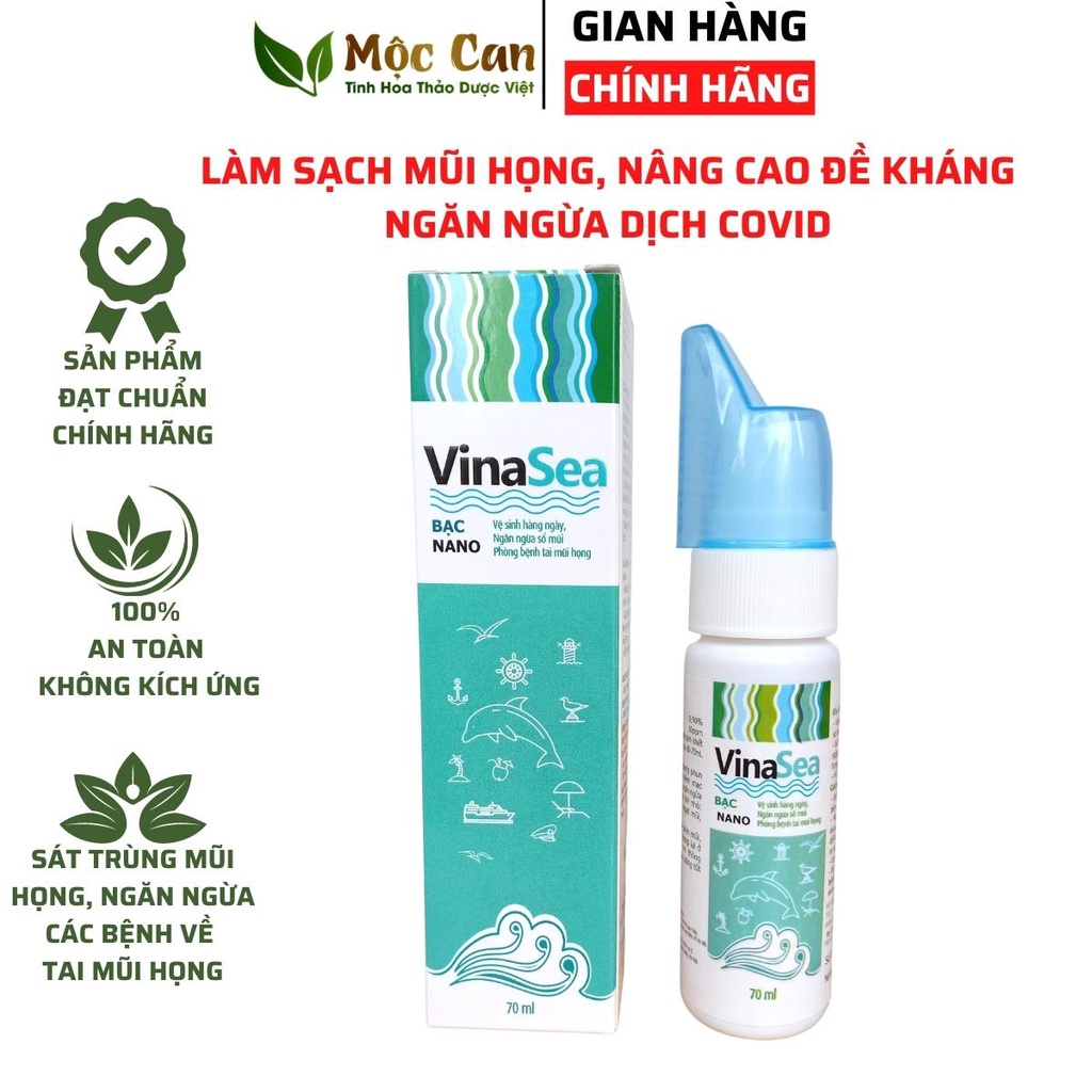 Nước muối biển VINASEA -Tinh chất NANO BẠC giúp làm sạch và sát trùng mũi, ngăn ngừa các b.ệ.n.h đường hô hấp