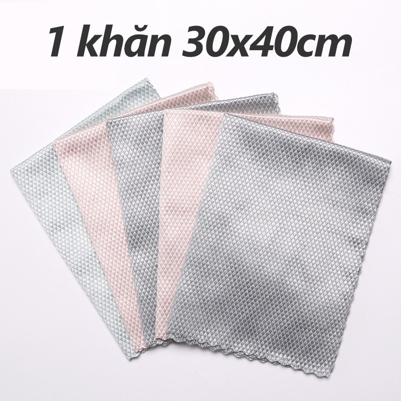 Khăn VẢY CÁ Thấm Hút Nước Không Xù Lông Lau Bếp/ Bàn Ghế/ Gương Kính (giao màu ngẫu nhiên)