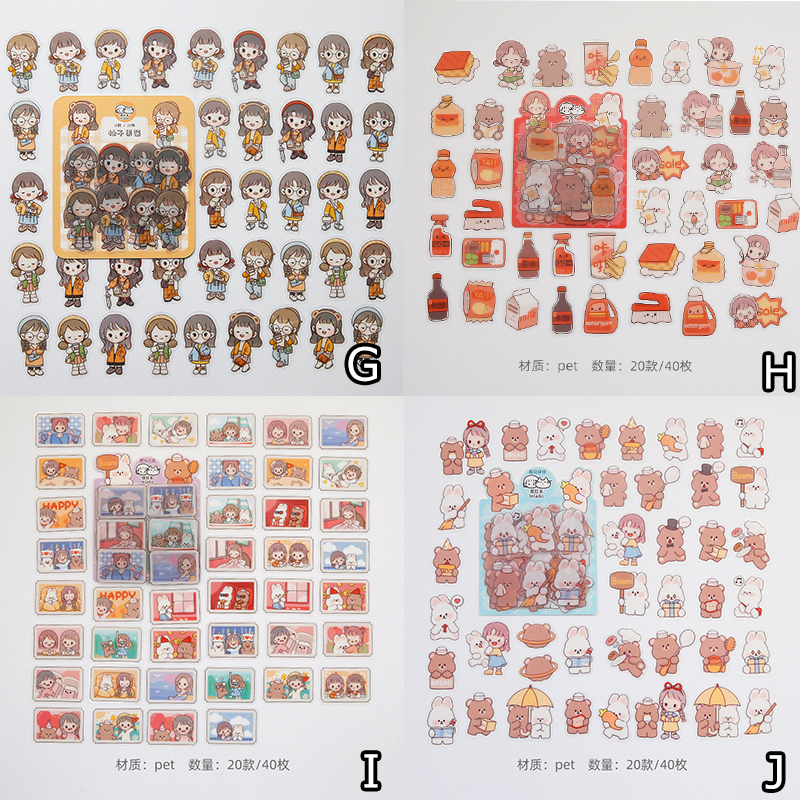 Set 40 miếng dán trang trí hình thú cưng xinh xắn