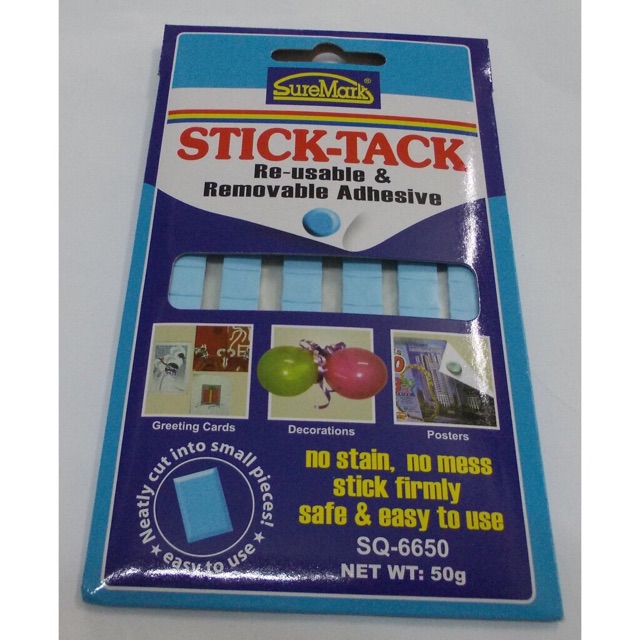 Stick-Tack SureMark SQ-6650 là một loại keo có độ dính ít, có hình dạng giống như đất nặn, dùng dán tạm thời