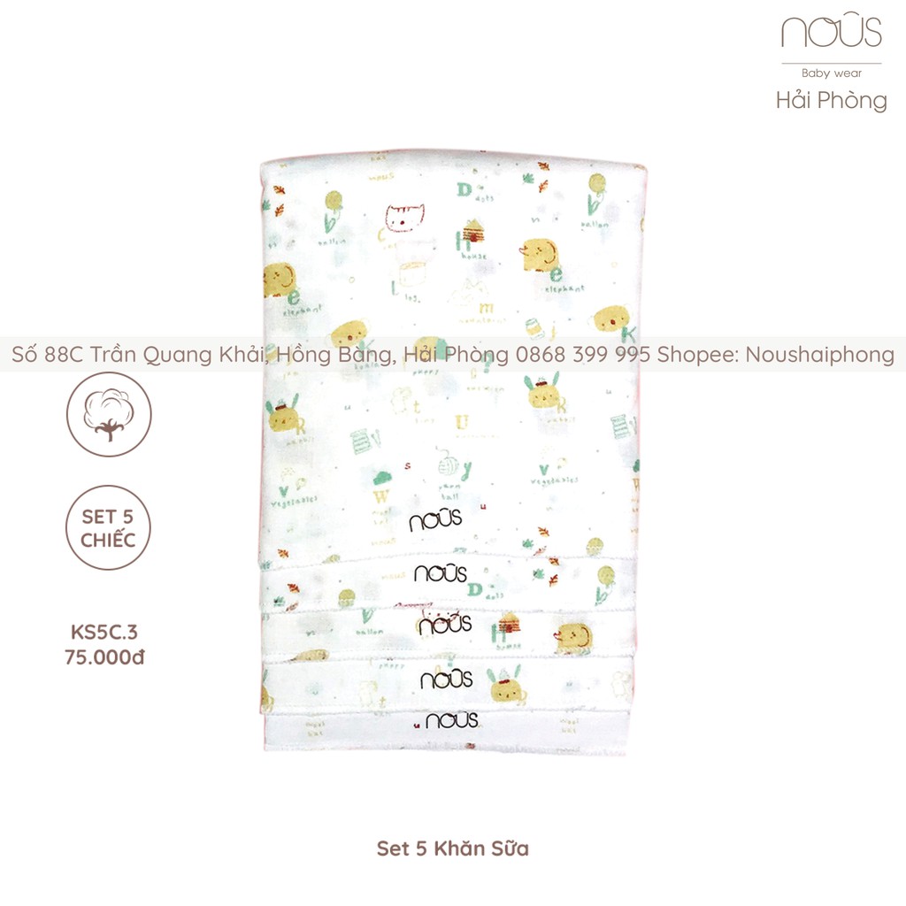Set 5 Khăn Sữa Chó Mèo Xanh Nous