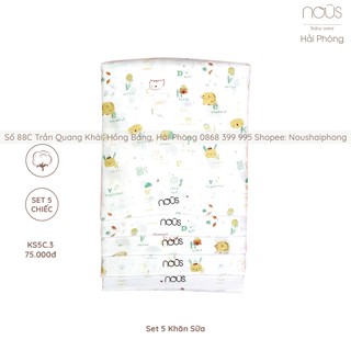 Set 5 khăn sữa chó mèo xanh nous