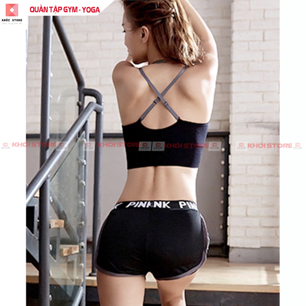  Quần đùi thể thao nữ Khói Store tập gym nâng mông Pink 2 lớp-K412 | BigBuy360 - bigbuy360.vn