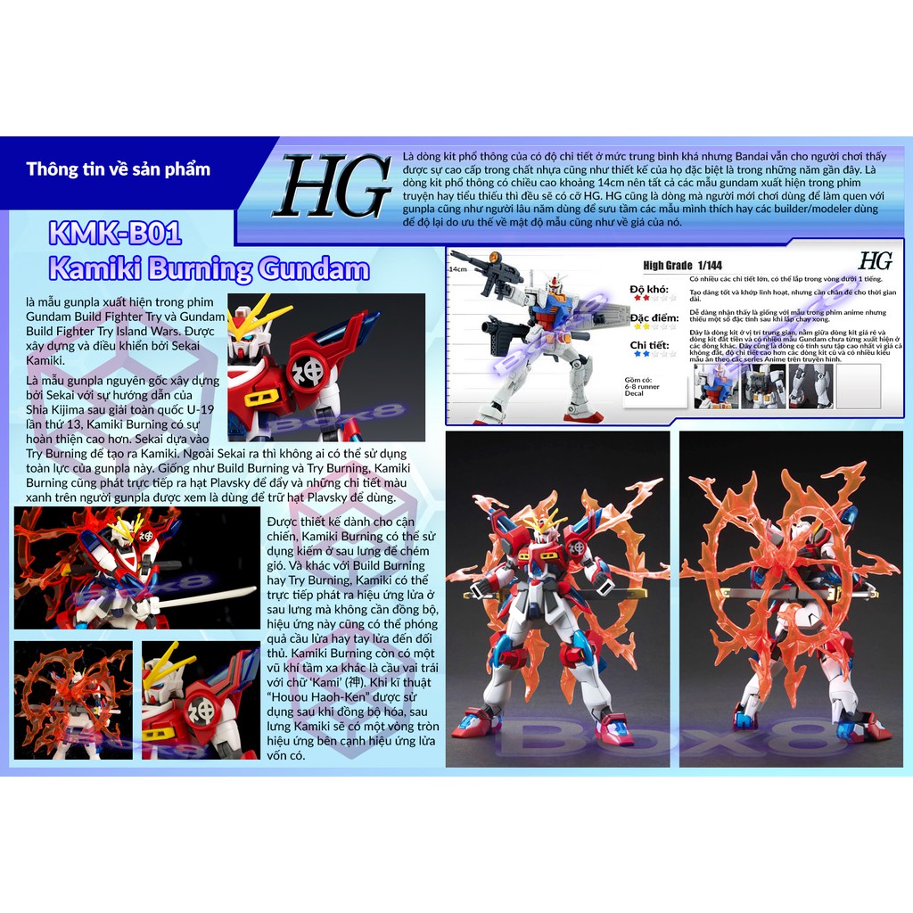 Mô hình Gundam Bandai HG 043 Kamiki Burning Gundam 1/144 Build Fighters Try