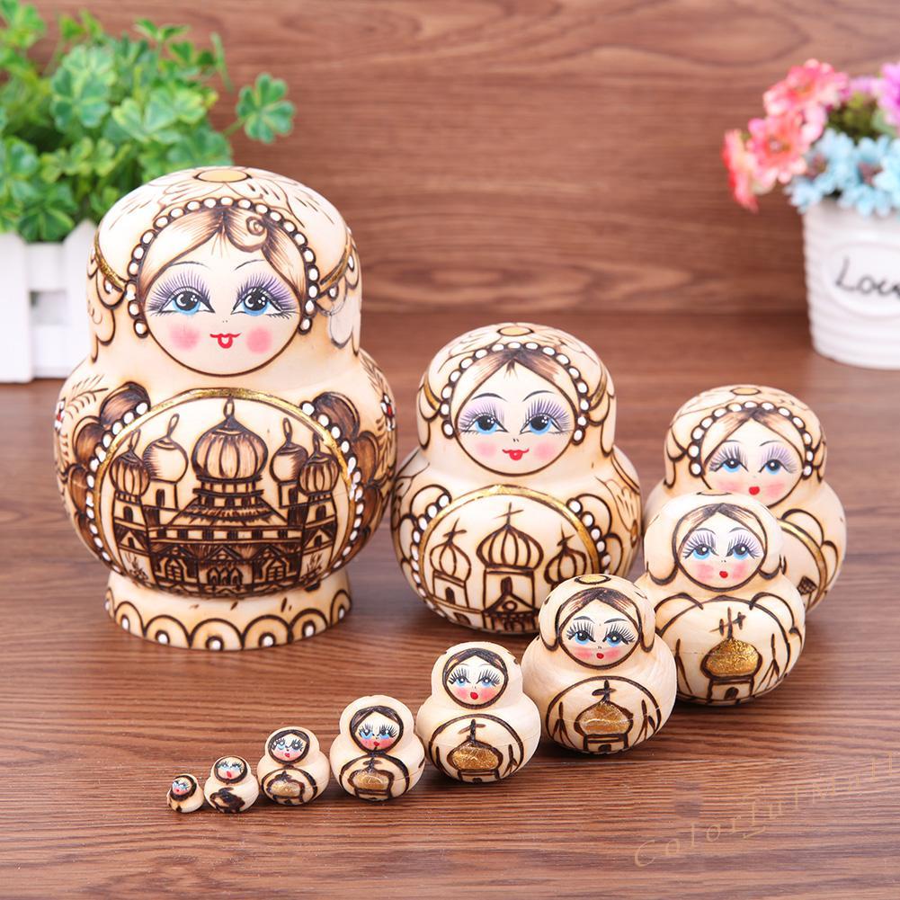 Bộ 10 Búp Bê Nga Matryoshka Bằng Gỗ