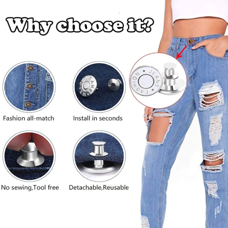 Bộ 50 Nút Kẹp Quần Jean Thay Thế Tùy Chỉnh Tiện Dụng
