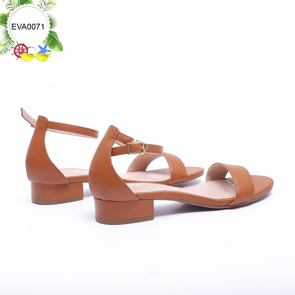 Dép Sandal Nữ Bít Gót Quai Ngang Bằng Da Cao Cấp Đế Thấp 2cm Evashoes - EVA0071