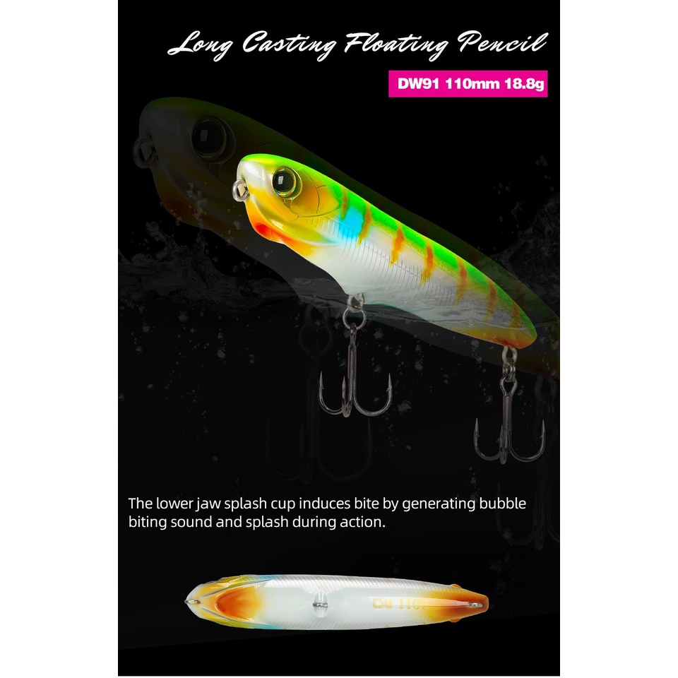 Mồi câu cá giả Pencil Lure TSURINOYA DW91 Walking Dog Hita Lure