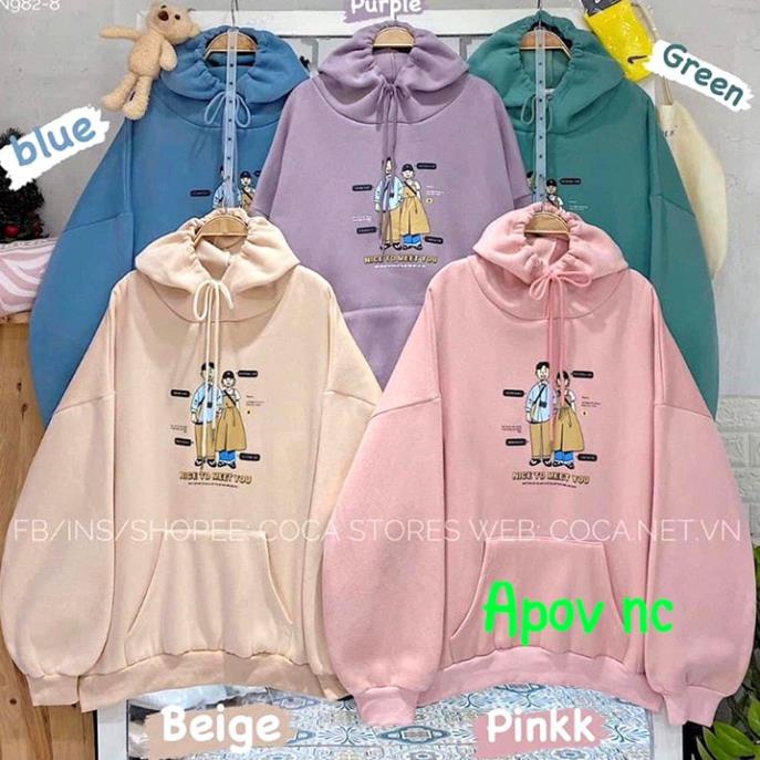 Áo khoát nỉ nữ hoodie Tay Phồng Nice To Meet You cực chất hàng bao chất-A788