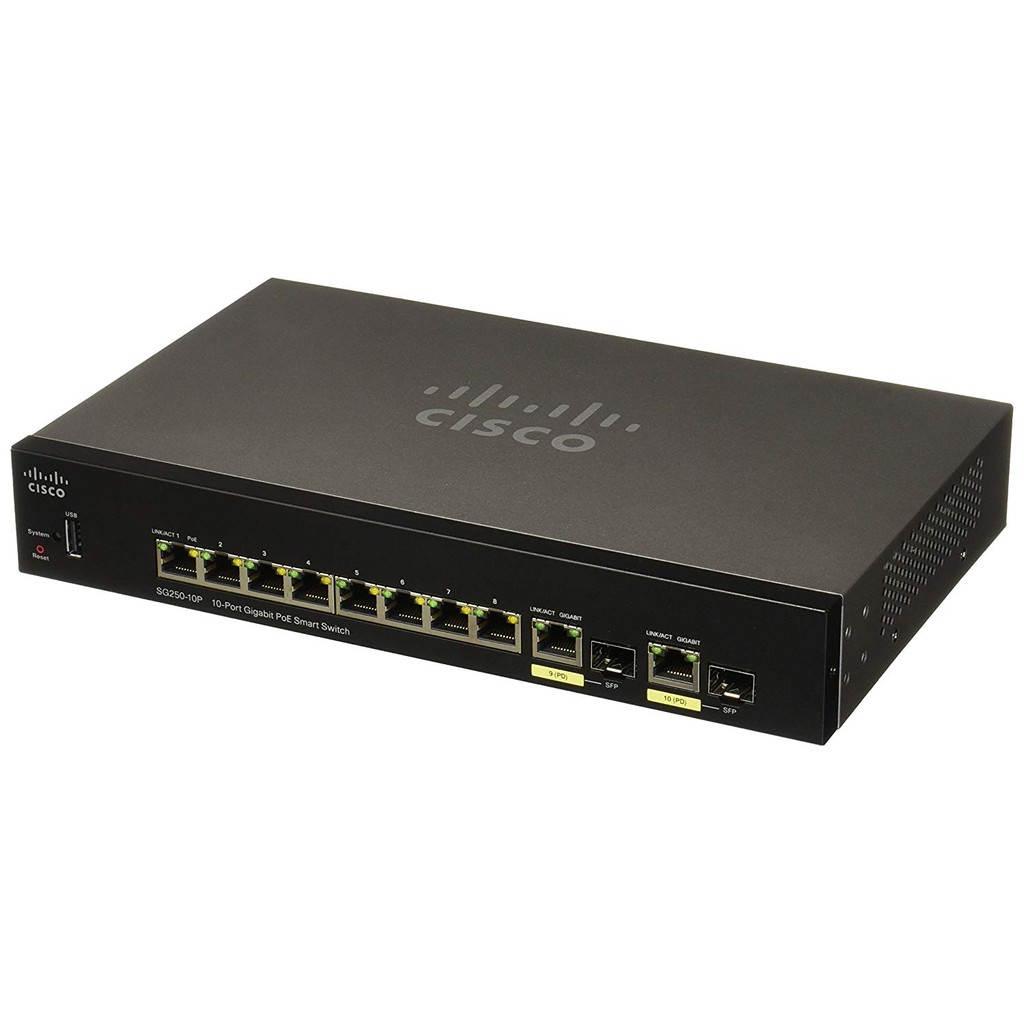 Switch Cisco SG250-10P-K9 10-Port Gigabit PoE+