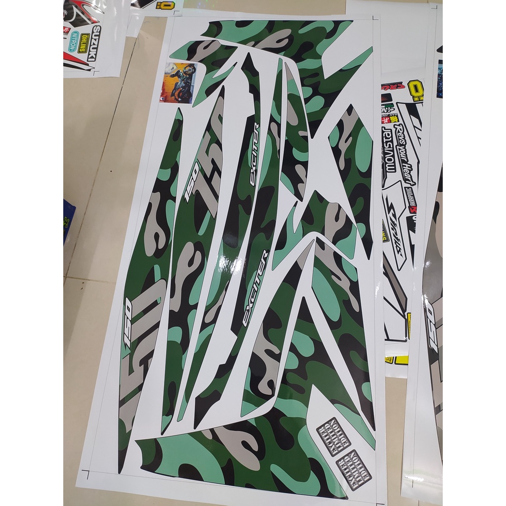 Tem Rời Exciter 150 Camo Xanh Đen