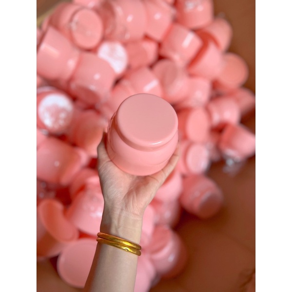 hủ nhựa đựng kem 150g hình bầu tròn màu hồng phấn